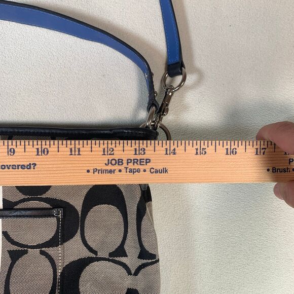 Coach Jacquard Black Blue Hamptons Weekend Satchel Purse C1282-10055 shoulder - Picture 3 of 11